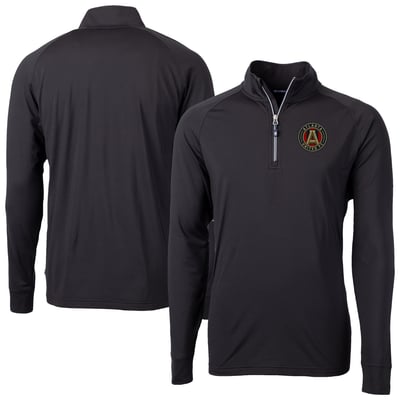  Atlanta United FC Cutter & Buck Adapt Eco Knit Stretch Recycled Raglan Quarter-Zip Pullover Top - Black